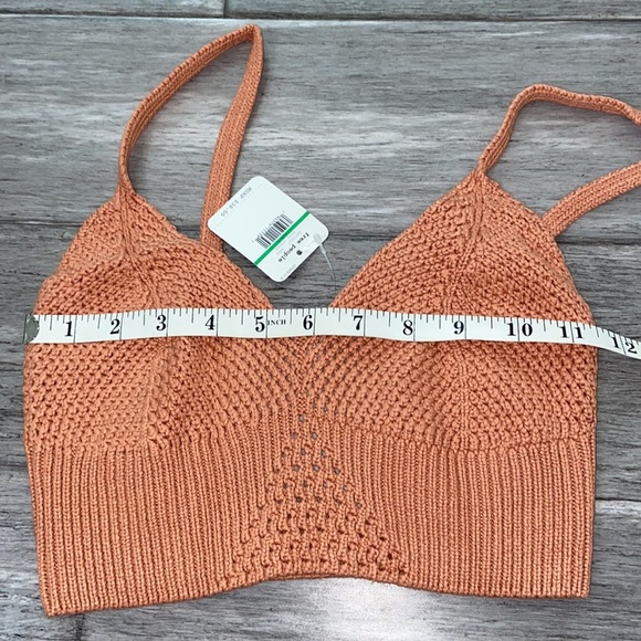 Free People You Wanna Brami Crop Top Sugar Almond Crochet Sz Large - Picture 6 of 7